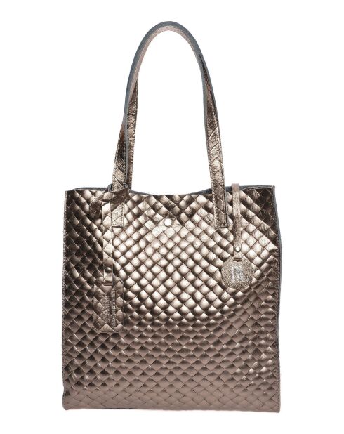 Bronzen leren schoudertas - 33x31x9 cm