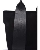 Zwarte leren draagtas - 22,5x25x12 cm