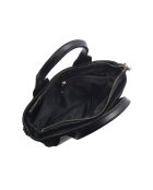Zwarte leren draagtas - 22,5x25x12 cm