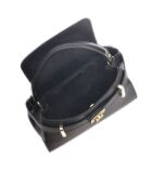 Zwarte leren handtas - 17,5x25x8 cm
