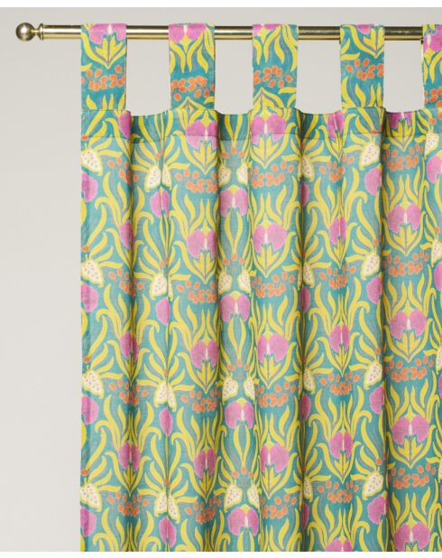 Rideau en coton Muguet bleu bayou - 260 x 110 cm