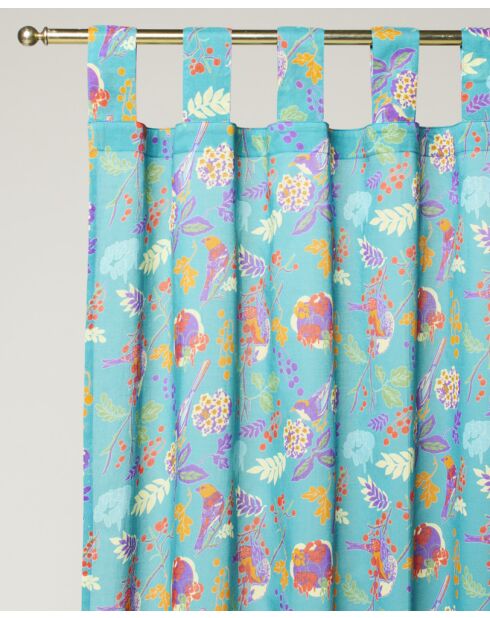 Rideau en coton Birdy turquoise - 260 x 110 cm