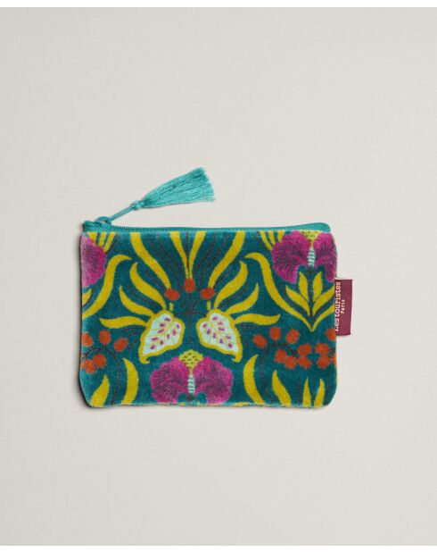 Pochette en coton Muguet bleu bayou - 15 x 11 cm