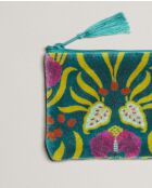 Pochette en coton Muguet bleu bayou - 15 x 11 cm