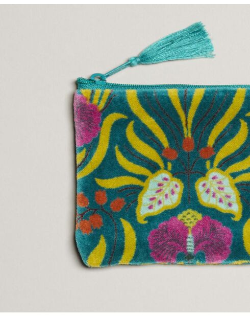 Pochette en coton Muguet bleu bayou - 15 x 11 cm