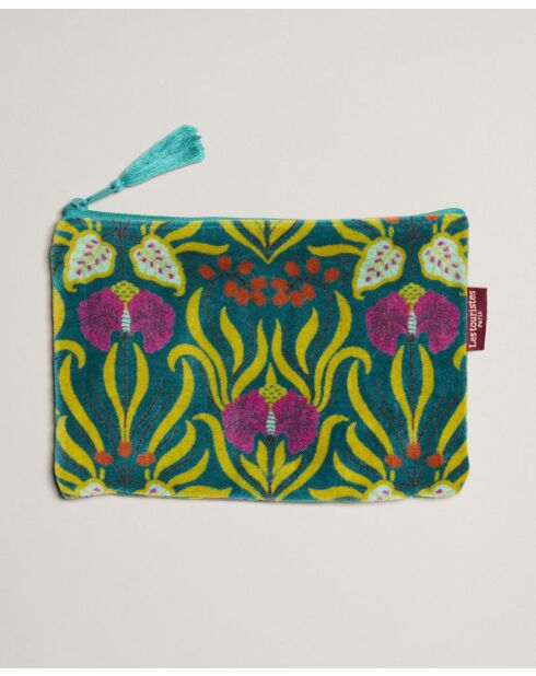 Pochette en coton Muguet bleu bayou - 21 x 24 cm