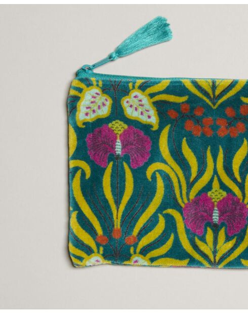 Pochette en coton Muguet bleu bayou - 21 x 24 cm