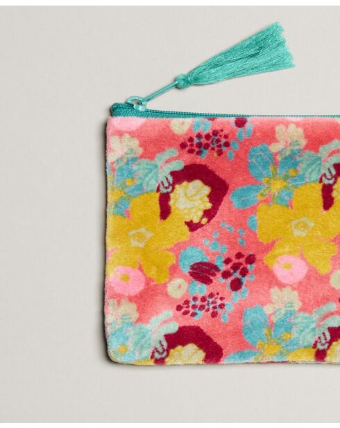 Pochette en coton Mackintosh corail - 15 x 11 cm