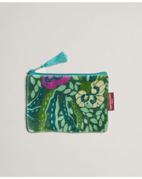 Pochette en coton Allegria verte - 15 x 11 cm