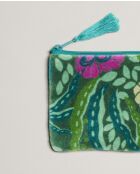 Pochette en coton Allegria verte - 15 x 11 cm