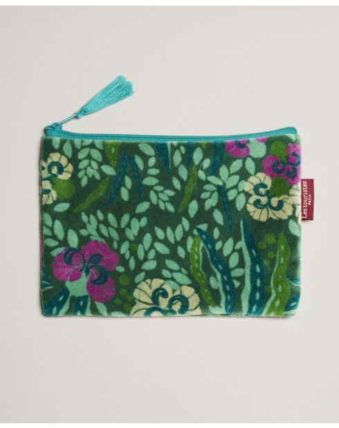 Pochette en coton Allegria verte - 21 x 24 cm