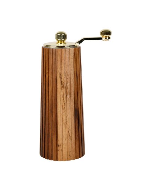 Ablis zout- en pepermolen naturel/goud - 8,5 x 5,5 x H.14,5 cm