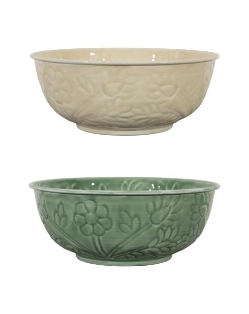 Lot de 2 coupes Floraly ivoire/sauge - D.25 cm