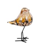 Dekofigur mit braunem Serinsperling — H15 cm