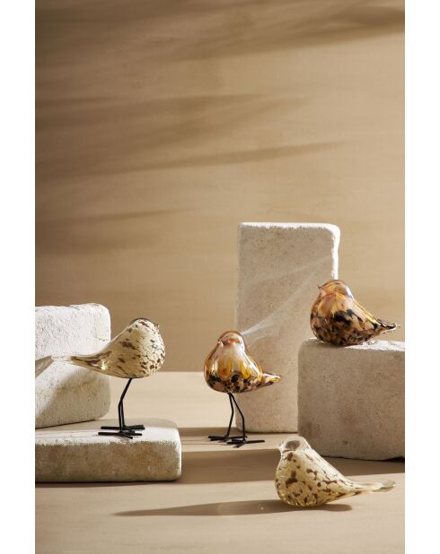 Decoración de gorrión serín marrón, 15 cm de alto