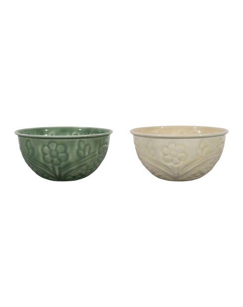 Lot de 2 coupelles Floraly ivoire/sauge - D.14 cm