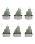 Set mit 6 Kerzen in einer Schachtel Wassergrüner Fisch - H.5,5 cm