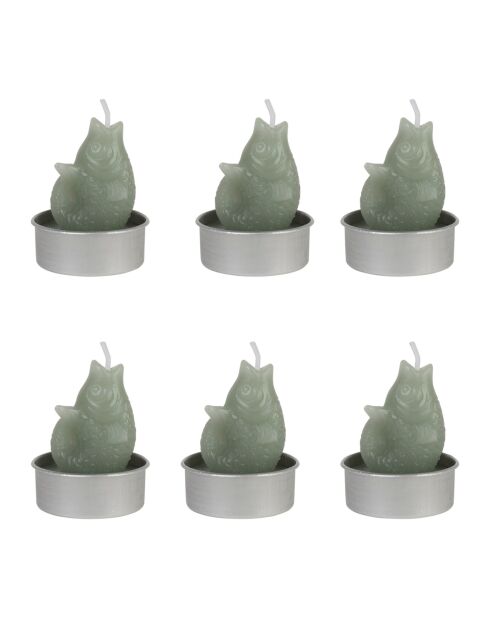 Set de 6 velas en caja con forma de pez verde agua - H.5.5 cm