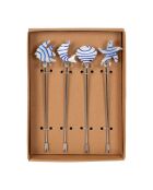 Set mit 4 blauen Bordemer Cocktailspießen - 13,5 x 1 x 3 cm