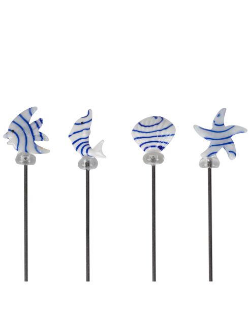 Set mit 4 blauen Bordemer Cocktailspießen - 13,5 x 1 x 3 cm