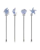 Set mit 4 blauen Bordemer Cocktailspießen - 13,5 x 1 x 3 cm