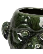 Cache-pot Singe Sanaga kaki et doré - H.19 cm