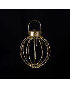 Laterne Tiltio goldfarben mit LED-Dekoration - H.23 cm