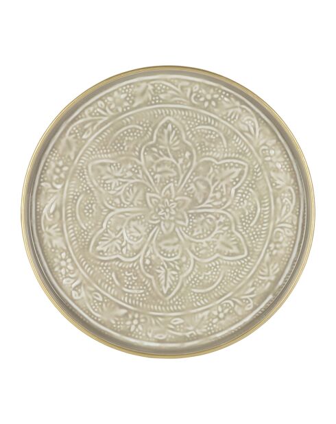 Rundes Tablett in Arabise-Grau/Gold - D.36 cm