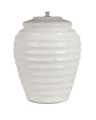 Lampe Tahra blanche et lin - D.40 x H.59 cm