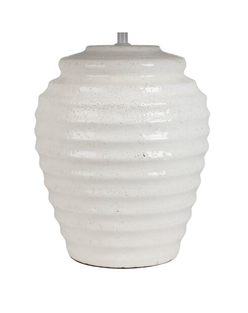 Lampe Tahra blanche et lin - D.40 x H.59 cm