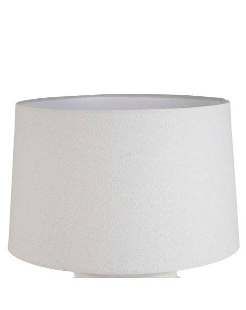 Lampe Tahra blanche et lin - D.40 x H.59 cm