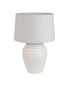 Lampe Tahra blanche et lin - D.40 x H.59 cm