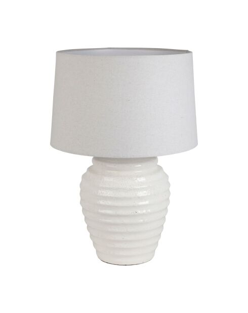 Lampe Tahra blanche et lin - D.40 x H.59 cm
