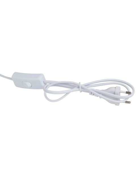 Lampe Tahra blanche et lin - D.40 x H.59 cm