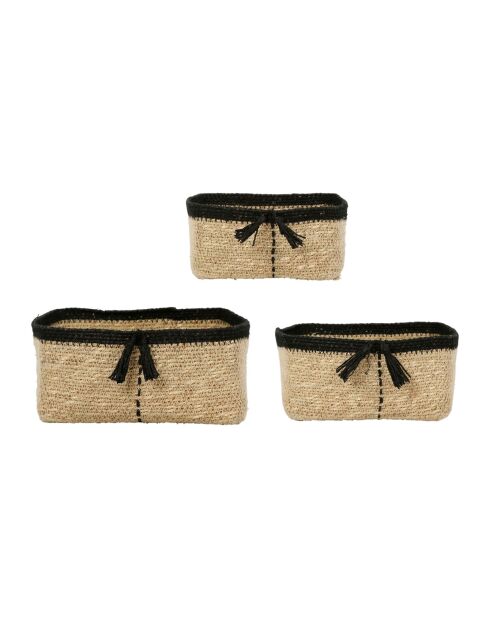 Set mit 3 natürlichen und schwarzen Sumatra-Körben