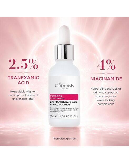Aufhellendes Gesichtsserum mit 2,5% Tranexamsäure und 4% Niacinamid - 30 ml