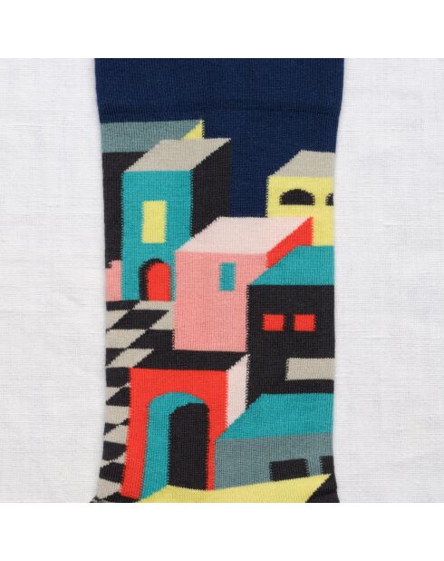 Chaussette en coton Décor bleu foncé