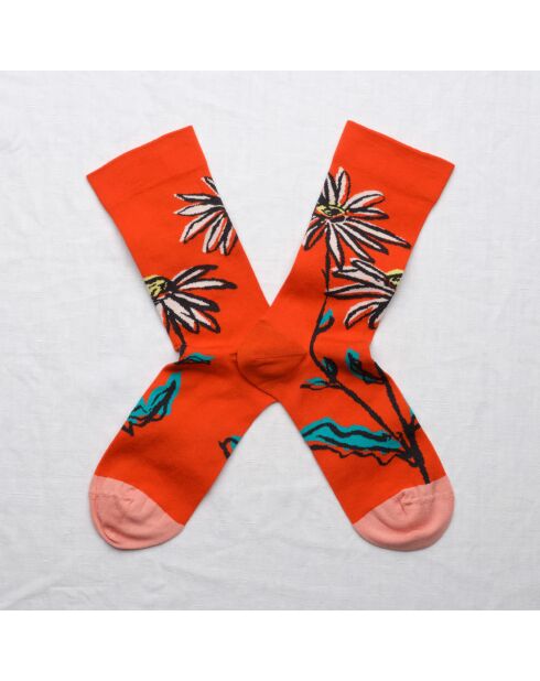 Chaussette en coton Fleur Vermillon