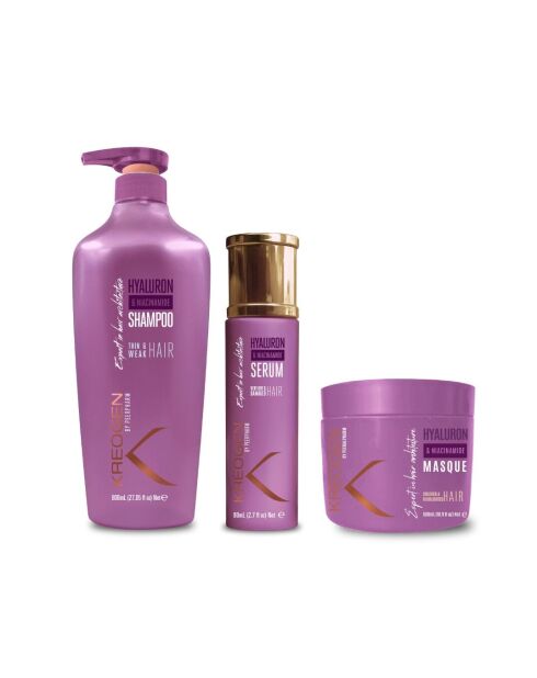 Shampooing fortifiant pour cheveux fins et fragiles, Masque protection couleur  pour cheveux colorés et méchés, Sérum capillaire réparation & brillance  pour cheveux très secs et abîmés