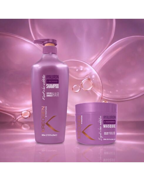 Shampooing réparation profonde à l’acide hyaluronique & Niacinamide B3 pour cheveux très secs et abîmés + Masque réparation intense à l’acide hyaluronique & Niacinamide B3 pour cheveux très secs et abîmés