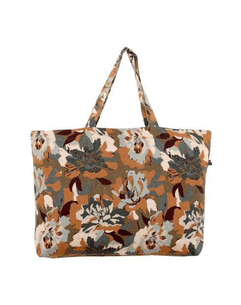 Bolso Trieste en mezcla de lino azul prusiano, 60 x 35 cm