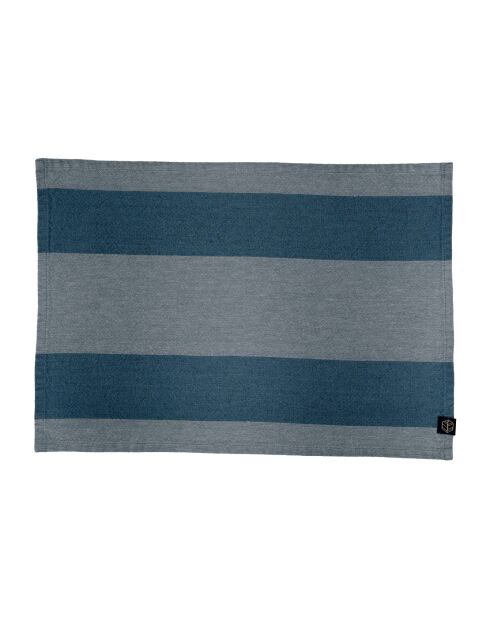 6 Serviettes / sets de table en lin mélangé Santa Cruz bleu de Prusse - 36 x 48 cm