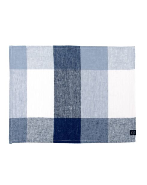 6 Serviettes / sets de table en lin mélangé Tenerife bleu stone - 36 x 48 cm