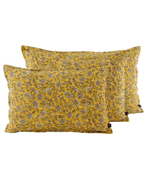 Housse de coussin en lin mélangé Samara ocre