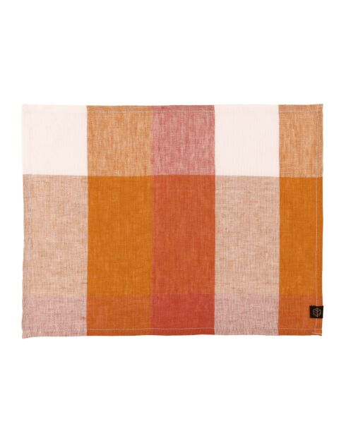 6 Serviettes / sets de table en lin mélangé Tenerife terre brûlée - 36 x 48 cm
