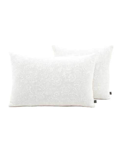 Housse de coussin en lin mélangé Phoenix blanche