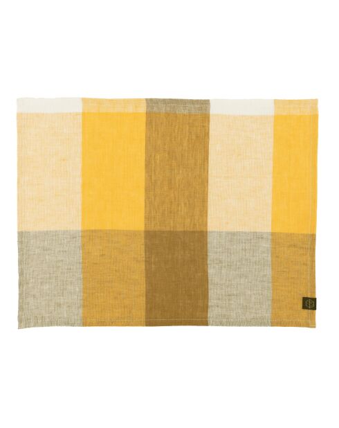 6 Serviettes / sets de table en lin mélangé Tenerife safran - 36 x 48 cm