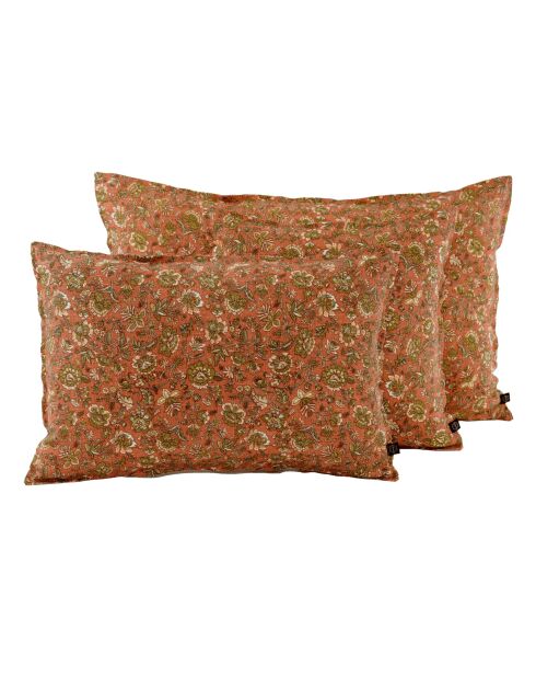 Housse de coussin en lin mélangé Samara terre brûlée