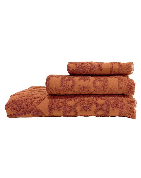 Ubud Burnt Earth handdoek van linnenmix - 50 x 100 cm
