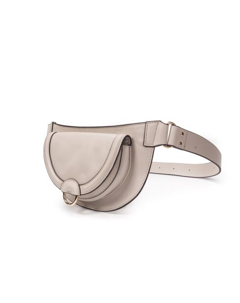 Sac banane en cuir Ully écru - 20x12x2,5 cm